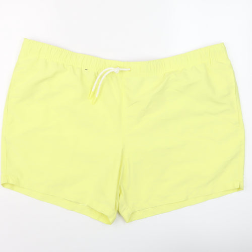 Marks and Spencer Mens Yellow Polyester Sweat Shorts Size 4XL L6 in Regular Drawstring - Swim Shorts