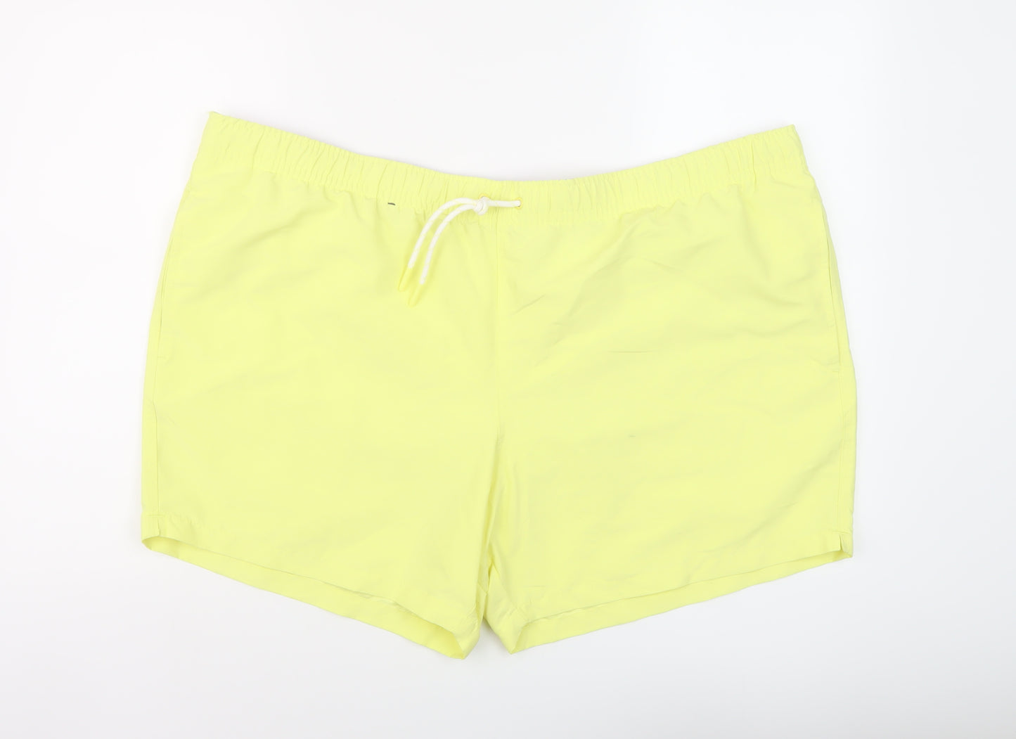 Marks and Spencer Mens Yellow Polyester Sweat Shorts Size 4XL L6 in Regular Drawstring - Swim Shorts
