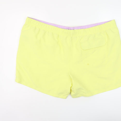 Marks and Spencer Mens Yellow Polyester Sweat Shorts Size 4XL L6 in Regular Drawstring - Swim Shorts