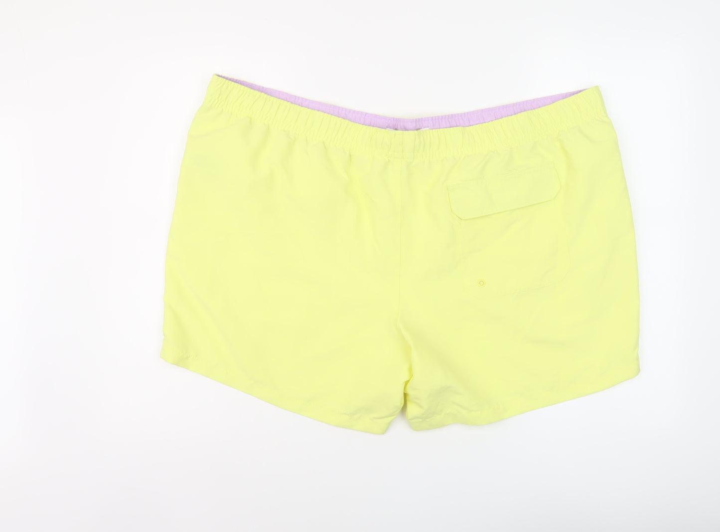 Marks and Spencer Mens Yellow Polyester Sweat Shorts Size 4XL L6 in Regular Drawstring - Swim Shorts