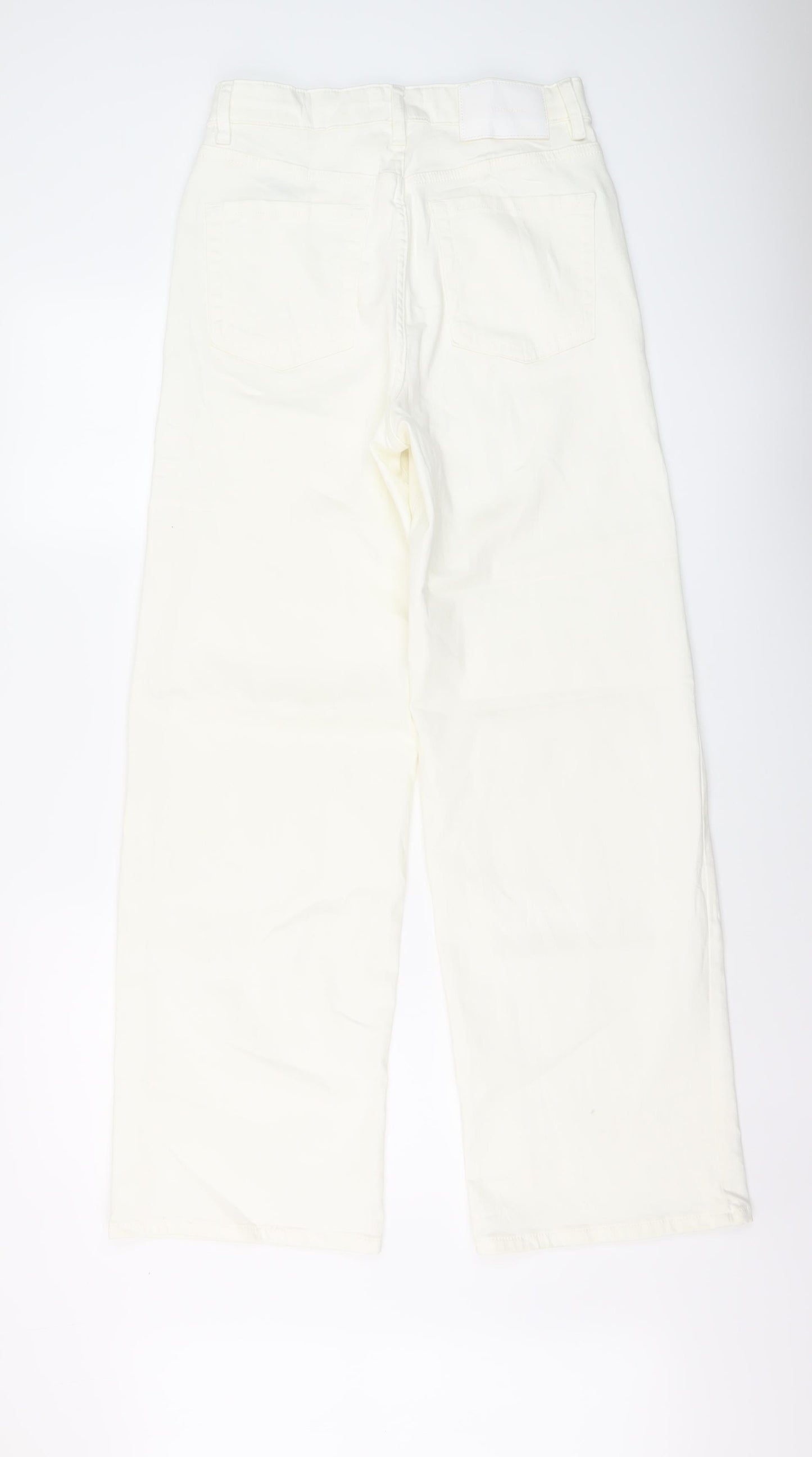 Autograph Womens Ivory Cotton Wide-Leg Jeans Size 10 L31 in Regular Button