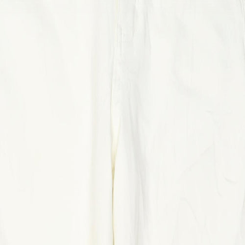 Autograph Womens Ivory Cotton Wide-Leg Jeans Size 10 L31 in Regular Button