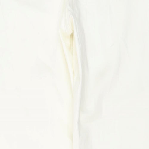 Autograph Womens Ivory Cotton Wide-Leg Jeans Size 10 L31 in Regular Button