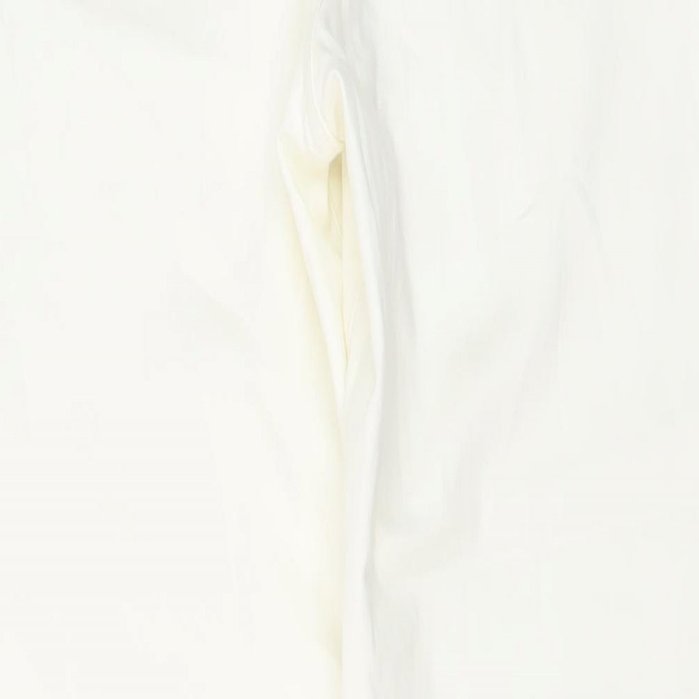 Autograph Womens Ivory Cotton Wide-Leg Jeans Size 10 L31 in Regular Button