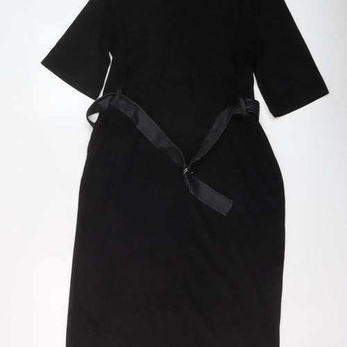 Zara Womens Black Polyester A-Line Size M Round Neck Pullover