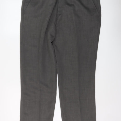 Cotton Traders Mens Grey Polyester Trousers Size 38 in L27 in Regular Button