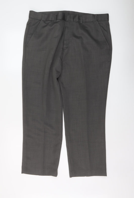 Cotton Traders Mens Grey Polyester Trousers Size 38 in L27 in Regular Button