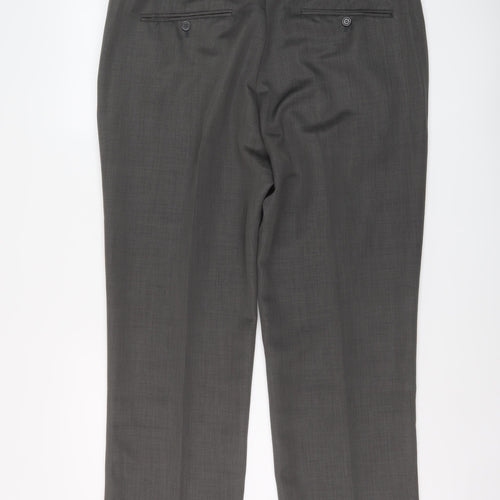 Cotton Traders Mens Grey Polyester Trousers Size 38 in L27 in Regular Button