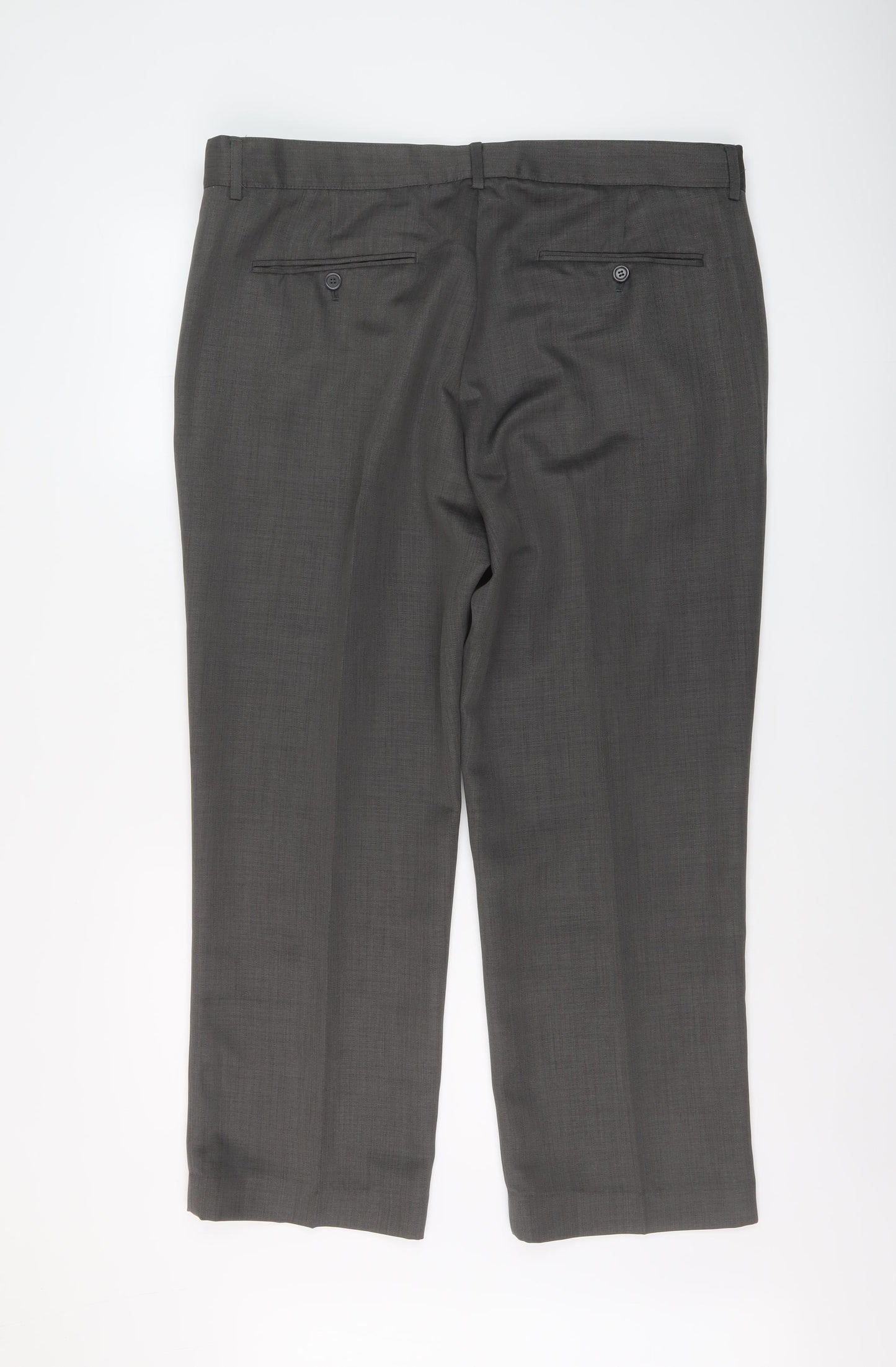 Cotton Traders Mens Grey Polyester Trousers Size 38 in L27 in Regular Button