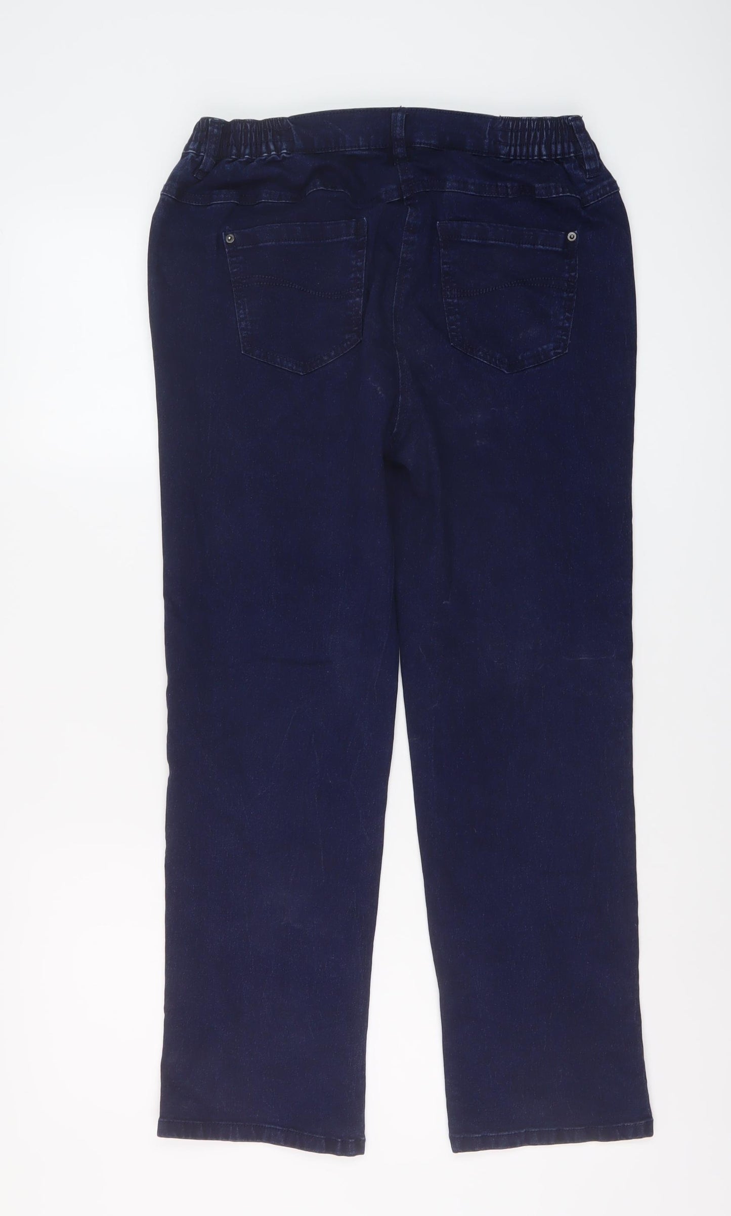 Bonmarché Womens Blue Cotton Straight Jeans Size 14 L26 in Regular Button