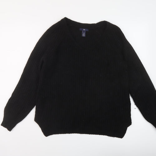 Gap Womens Black V-Neck Acrylic Pullover Jumper Size M