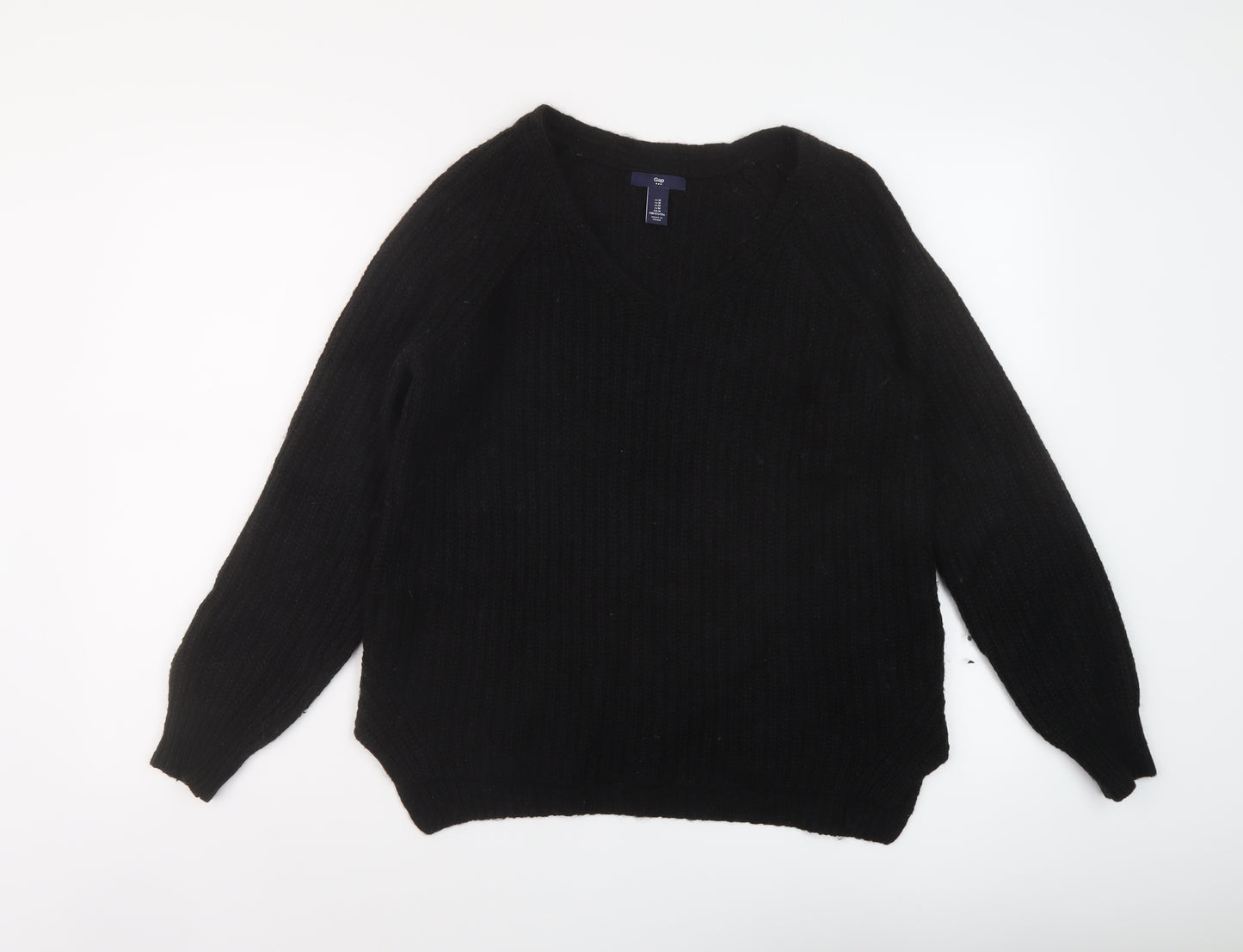 Gap Womens Black V-Neck Acrylic Pullover Jumper Size M