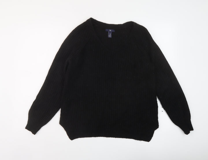 Gap Womens Black V-Neck Acrylic Pullover Jumper Size M