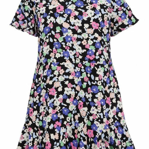 Marks and Spencer Womens Multicoloured Floral Viscose A-Line Size 14 Round Neck Button