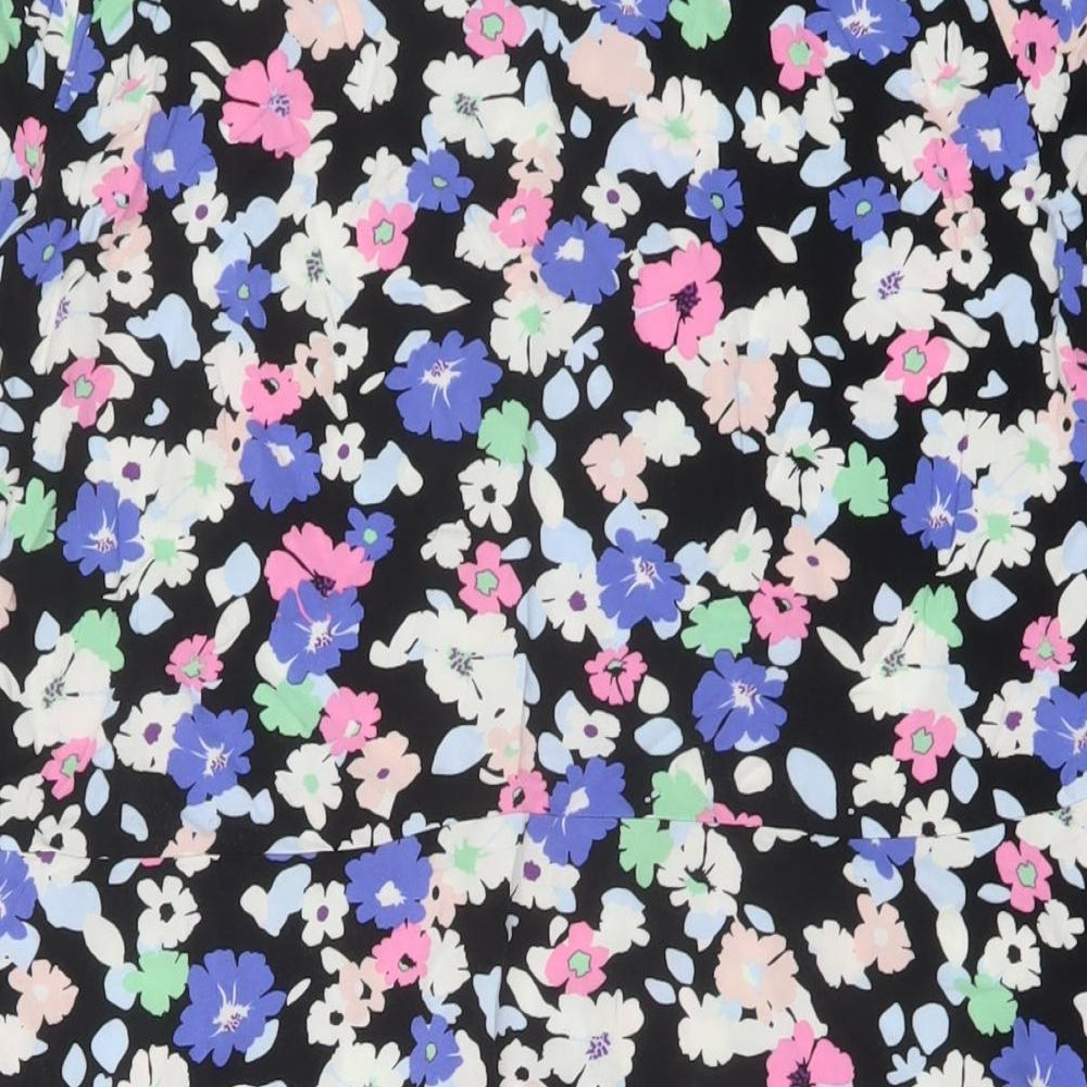 Marks and Spencer Womens Multicoloured Floral Viscose A-Line Size 14 Round Neck Button