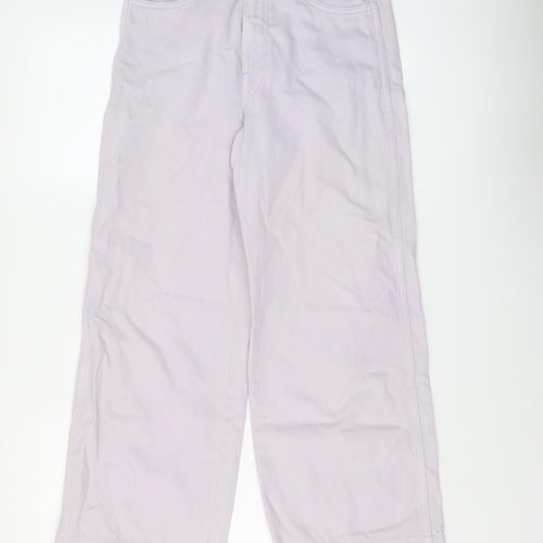 Weekday Womens Purple Cotton Wide-Leg Jeans Size 8 L25 in Regular Button