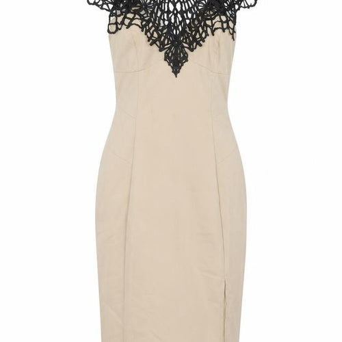 Lipsy Womens Beige Polyester Bodycon Size 6 Mock Neck Zip - Kardashian Collection