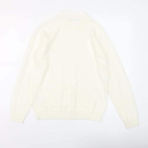 EWM Womens Ivory Mock Neck Acrylic Pullover Jumper Size S