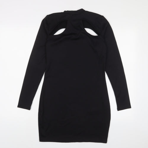 H&M Womens Black Polyester Bodycon Size M Round Neck Pullover
