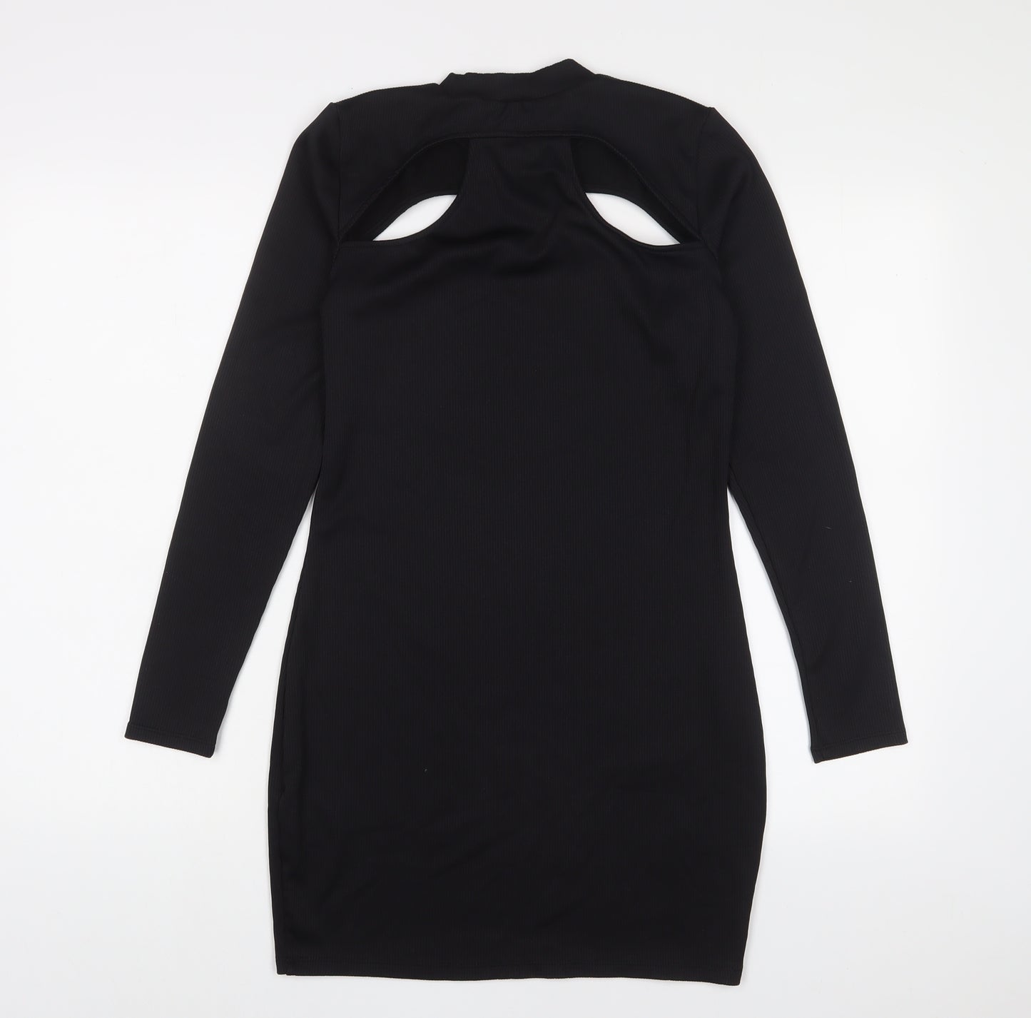 H&M Womens Black Polyester Bodycon Size M Round Neck Pullover
