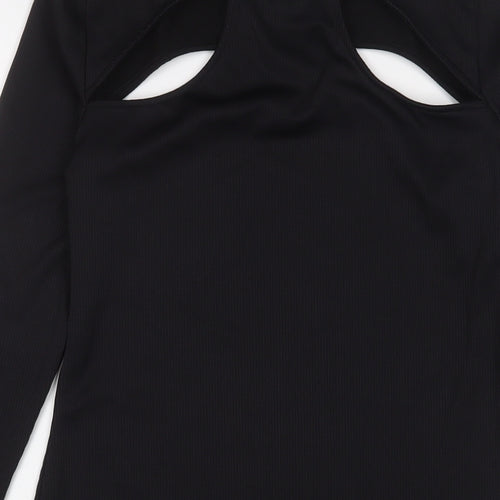 H&M Womens Black Polyester Bodycon Size M Round Neck Pullover