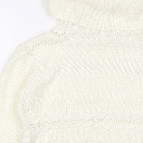 Urban Bliss Womens White Roll Neck Acrylic Pullover Jumper Size 8 - Tassled