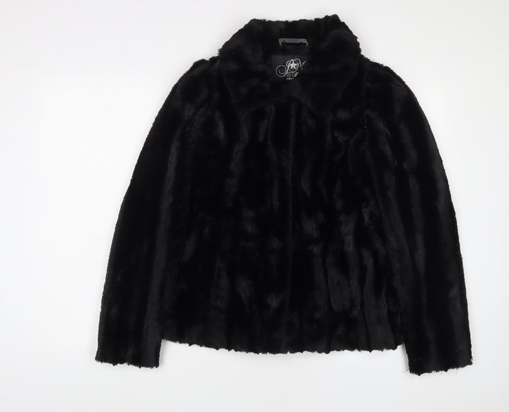 Debenhams Womens Black Jacket Size 10 Hook & Eye