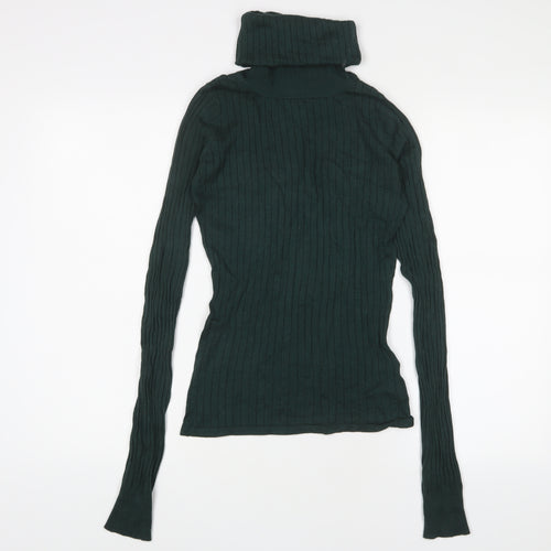 River Island Womens Green Roll Neck Cotton Pullover Jumper Size 10