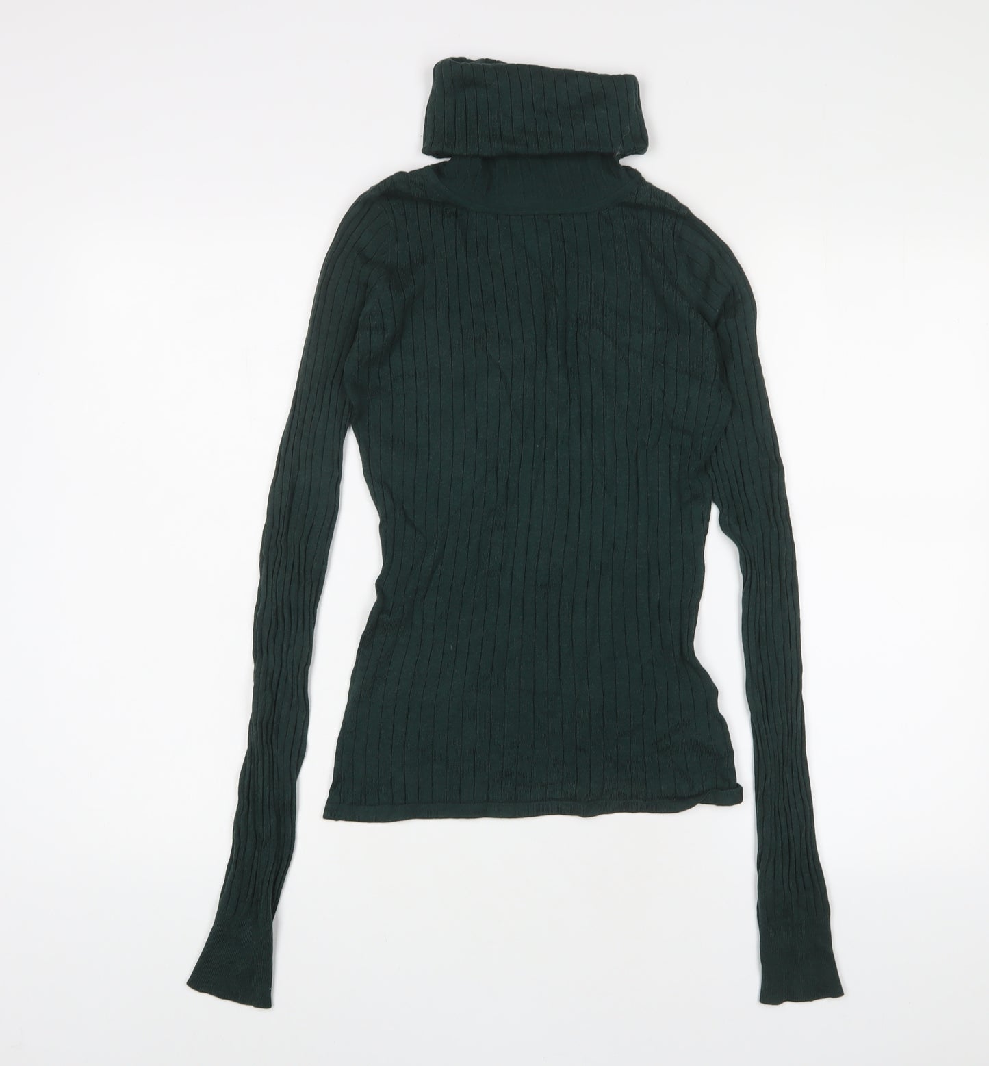 River Island Womens Green Roll Neck Cotton Pullover Jumper Size 10