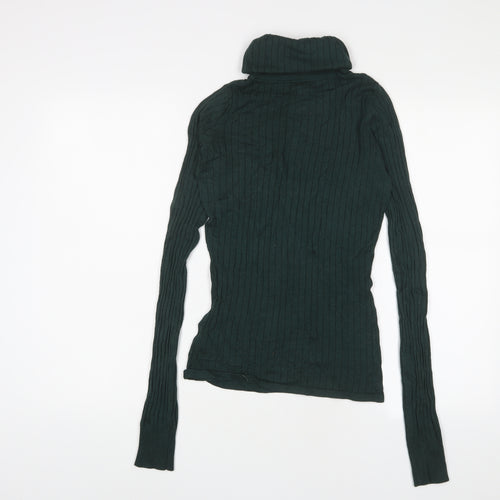 River Island Womens Green Roll Neck Cotton Pullover Jumper Size 10