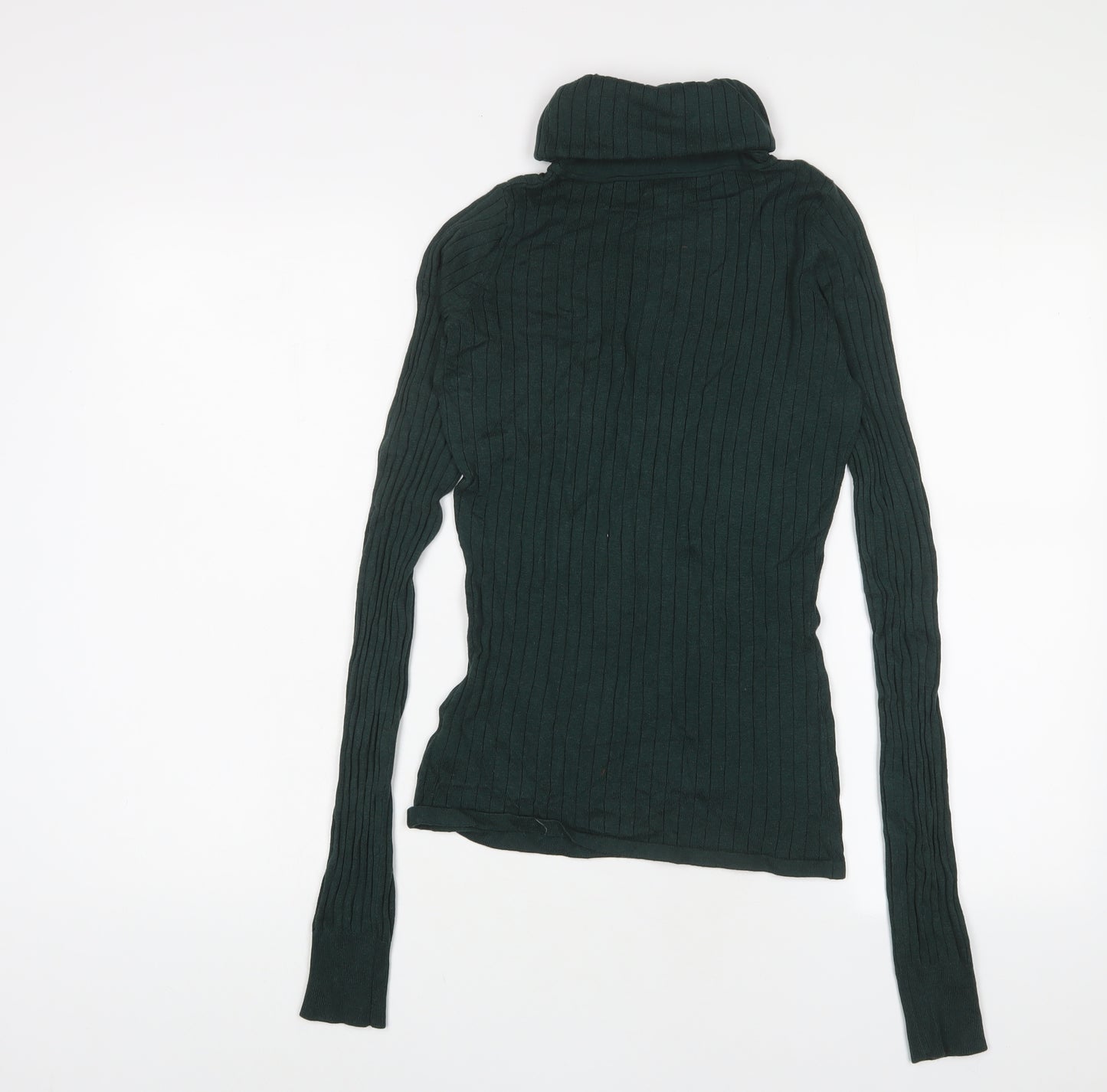 River Island Womens Green Roll Neck Cotton Pullover Jumper Size 10