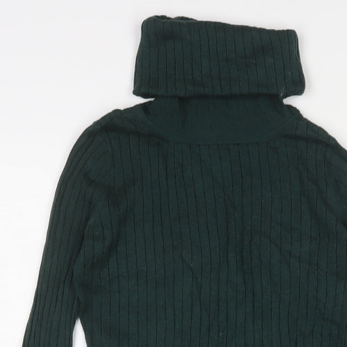River Island Womens Green Roll Neck Cotton Pullover Jumper Size 10
