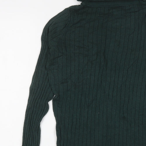 River Island Womens Green Roll Neck Cotton Pullover Jumper Size 10