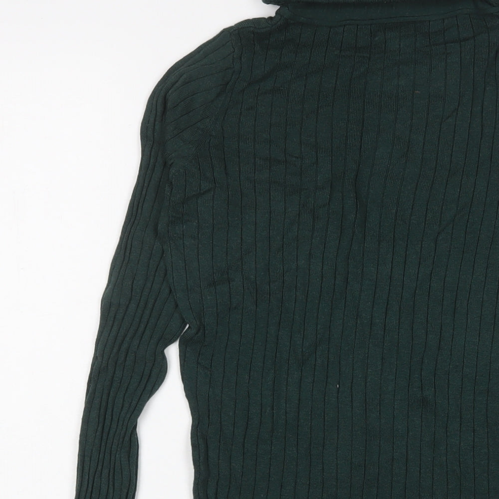 River Island Womens Green Roll Neck Cotton Pullover Jumper Size 10