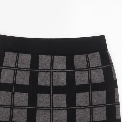 Kenar Womens Grey Plaid Acrylic A-Line Skirt Size M