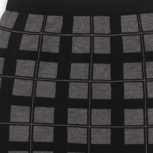 Kenar Womens Grey Plaid Acrylic A-Line Skirt Size M