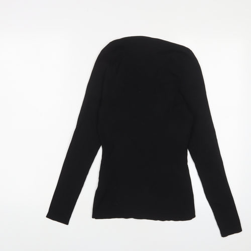 H&M Womens Black Square Neck Polyester Pullover Jumper Size M - Stretch