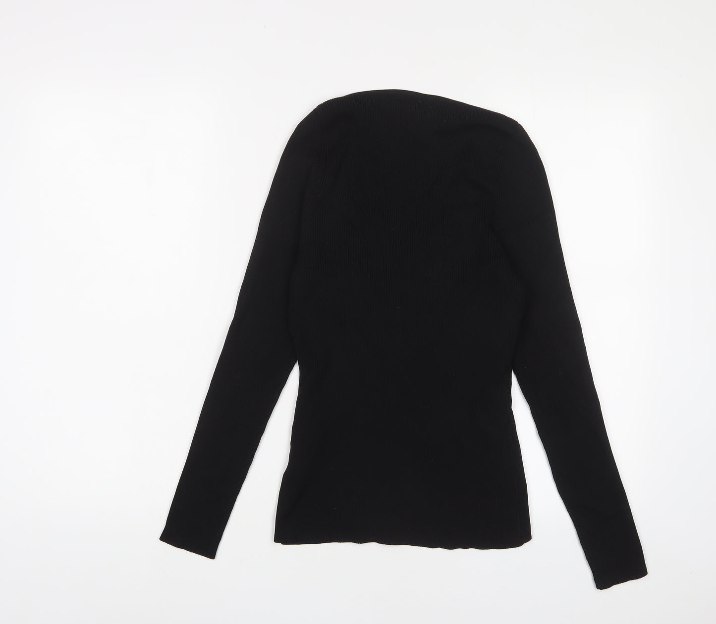 H&M Womens Black Square Neck Polyester Pullover Jumper Size M - Stretch