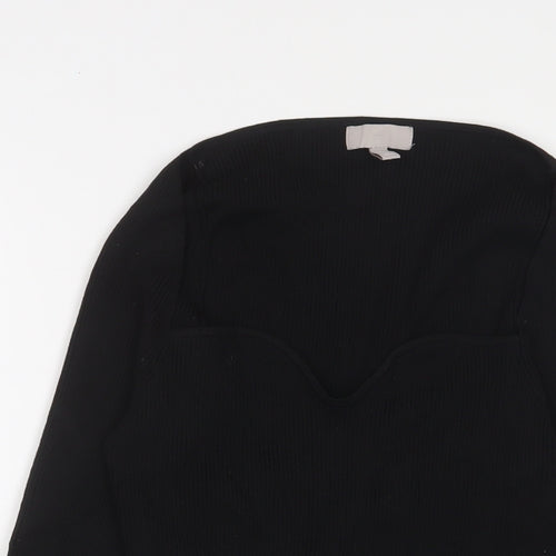 H&M Womens Black Square Neck Polyester Pullover Jumper Size M - Stretch