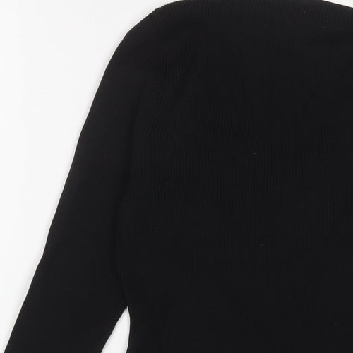 H&M Womens Black Square Neck Polyester Pullover Jumper Size M - Stretch