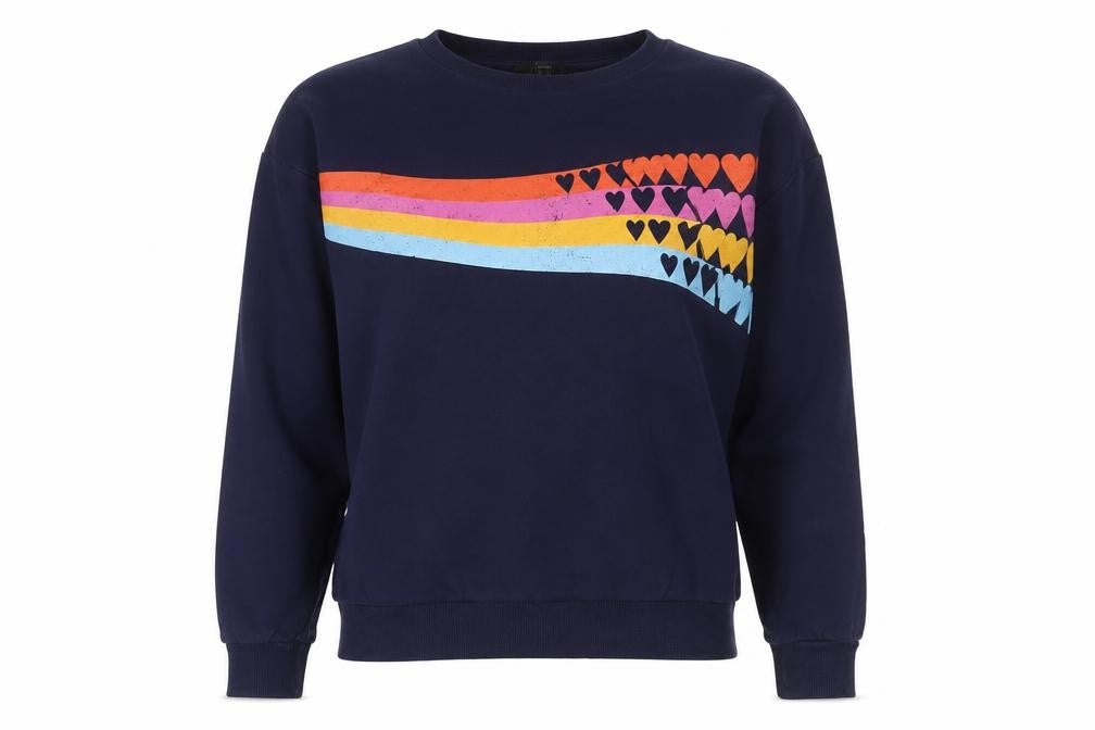 Front view of Next women’s blue cotton pullover sweatshirt, size XS, pullover