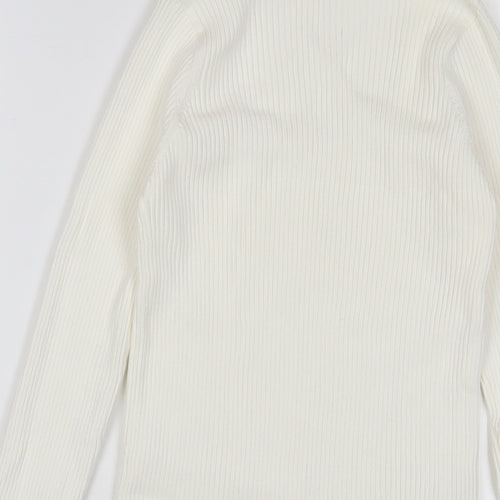 Mango Womens Ivory Square Neck Viscose Pullover Jumper Size L - Stretch'