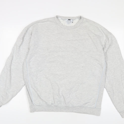 Topman Mens Grey Cotton Pullover Sweatshirt Size L - Oversized