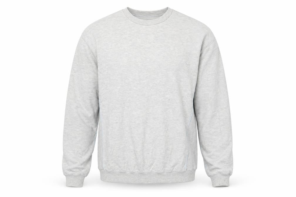 Front view of Topman men’s grey cotton pullover sweatshirt, size L, - oversized