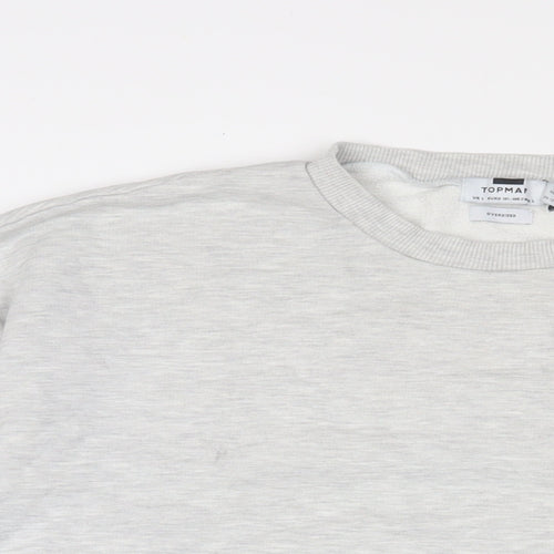 Topman Mens Grey Cotton Pullover Sweatshirt Size L - Oversized