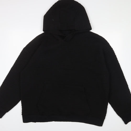 RESERVED Mens Black Polyester Pullover Hoodie Size 2XL - Pockets