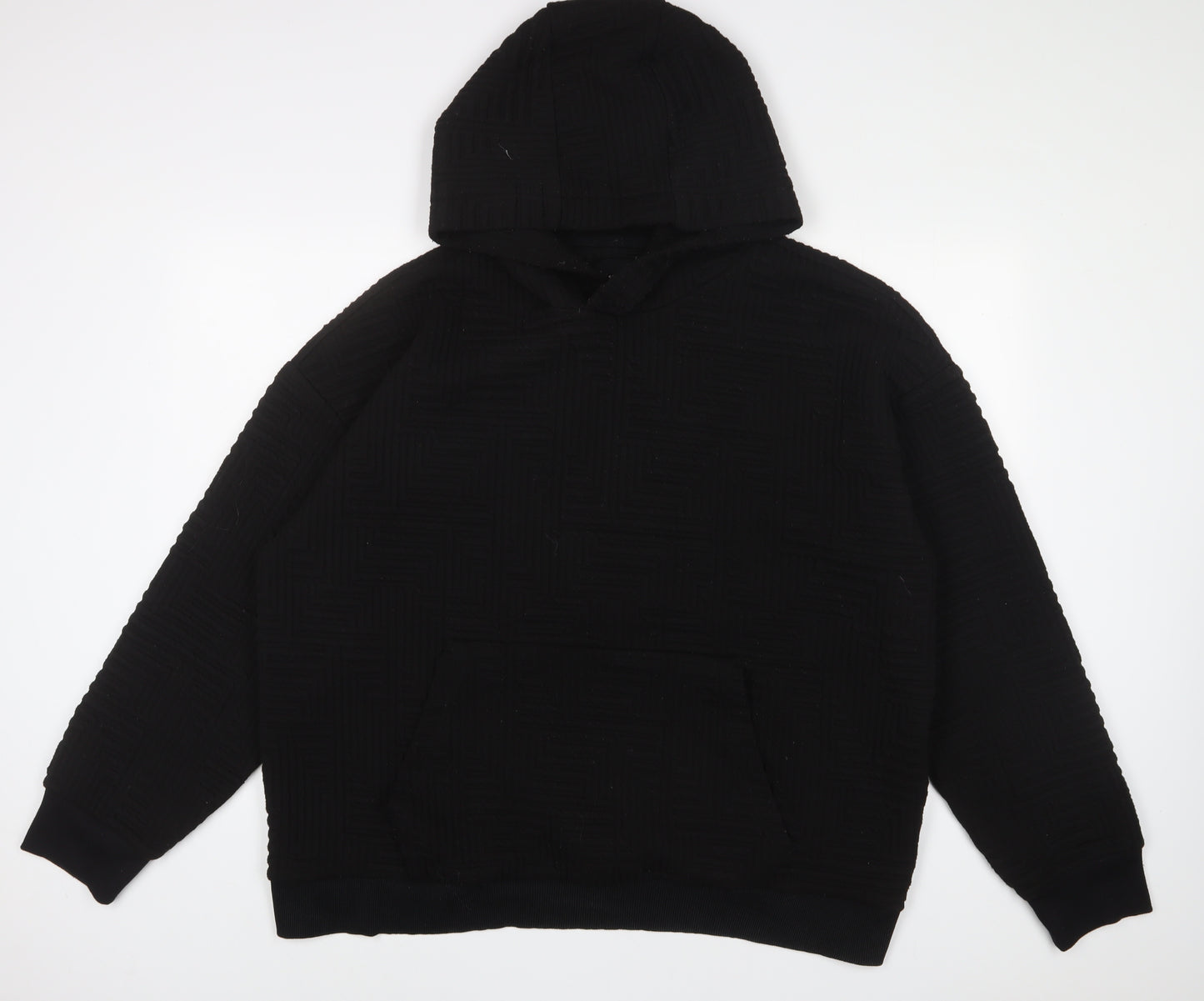 RESERVED Mens Black Polyester Pullover Hoodie Size 2XL - Pockets