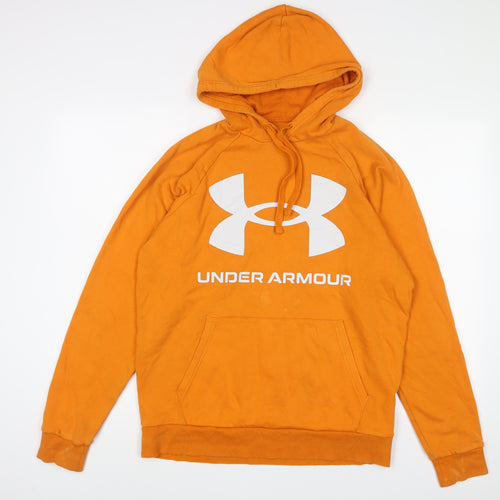 Under armour Mens Orange Cotton Pullover Hoodie Size M - Logo