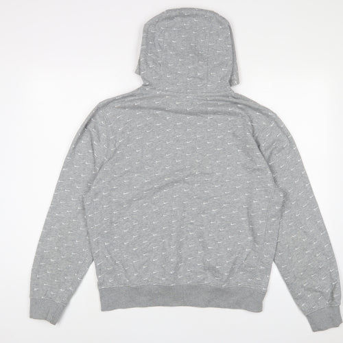 Nike Mens Grey Geometric Cotton Pullover Hoodie Size S - Logo
