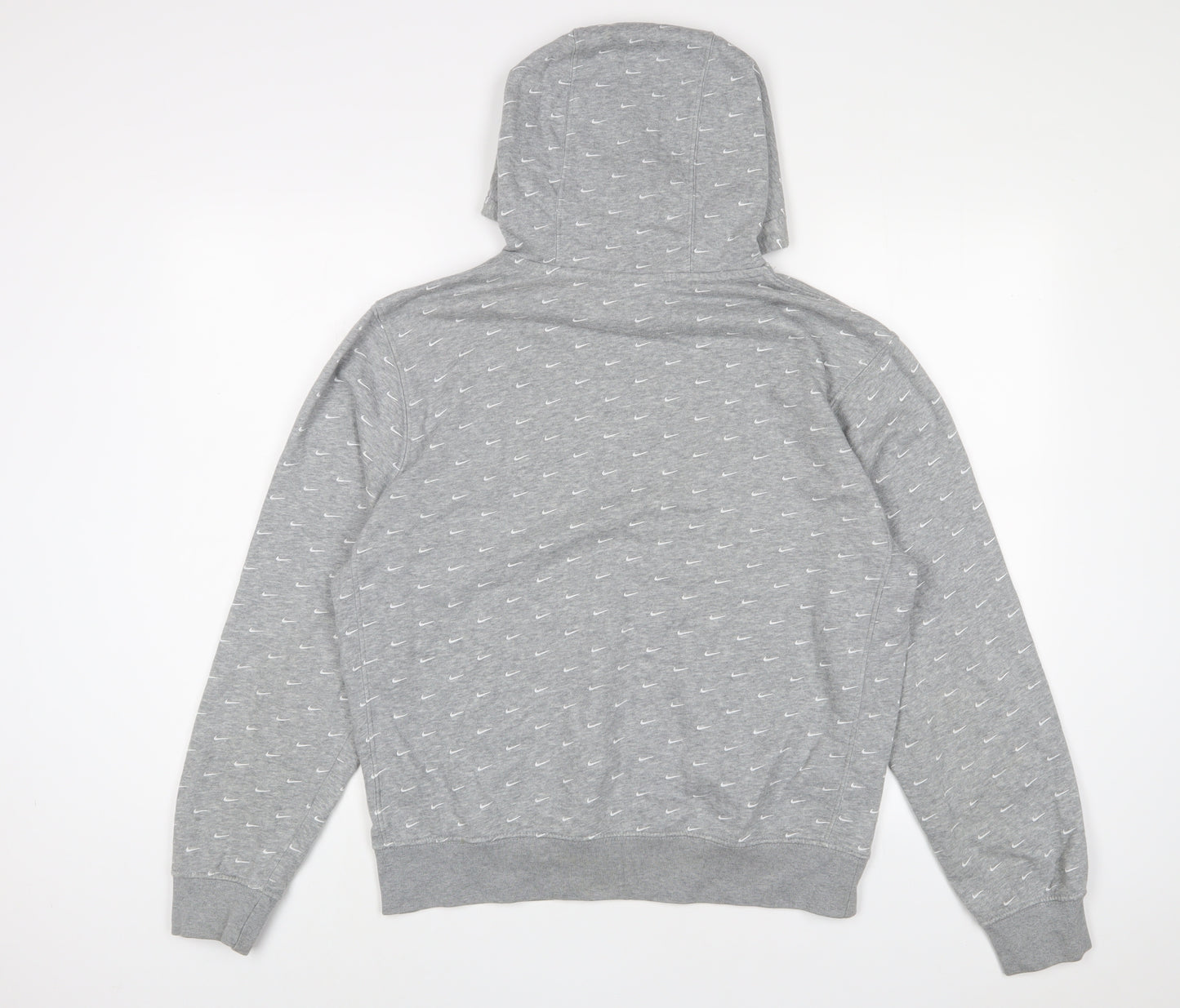 Nike Mens Grey Geometric Cotton Pullover Hoodie Size S - Logo